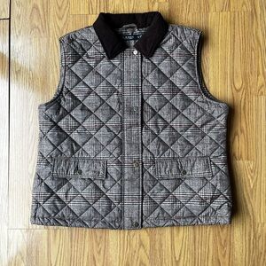 Lauren Ralph Lauren Quilted Houndstooth Vest in Gray and Brown